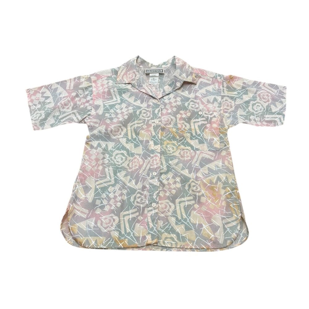 Vintage 1990s Women’s Abstract Button-Up Shirt – Made in USA